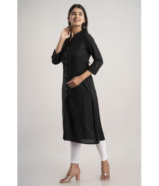 MAUKA - Black Rayon Women''s A-line Kurti ( Pack of 1 ) - None