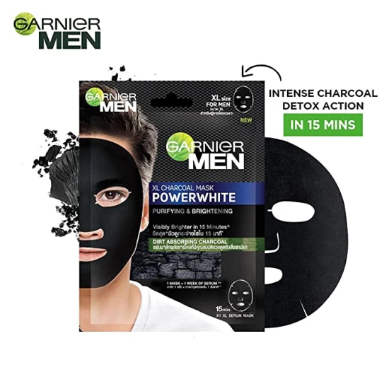 Garnier Men Men Powerwhite Xl Charcoal Mask 28 g Pack 2