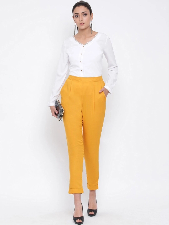 Oxolloxo Women Yellow Regular Fit Solid Trousers