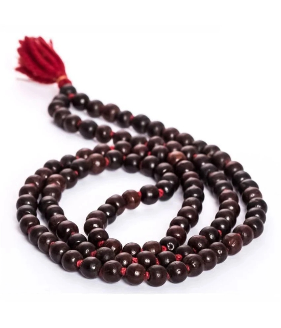 Red Sandalwood Mala (7mm, Beads 108+1) with Gaumukhi