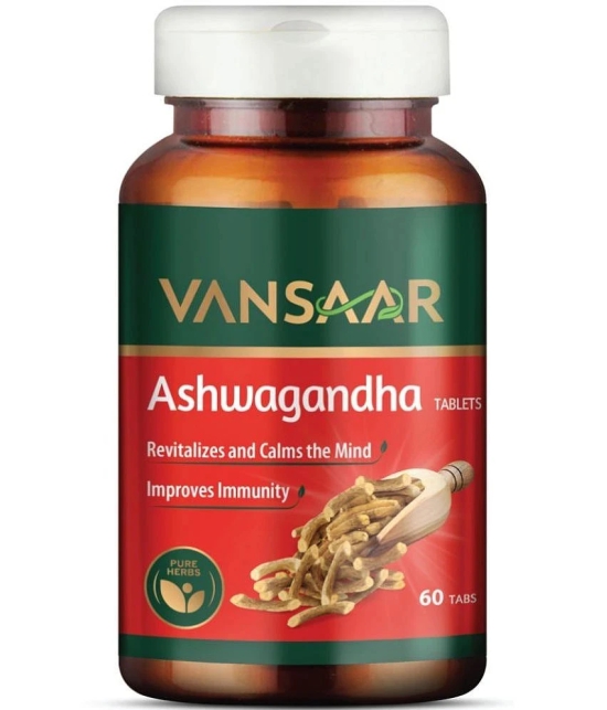 Vansaar Ashwagandha Tablets | Helps Strength & Stamina | Stress Relief | Made with 100% Pure Ashwagandha - 60 Tablets