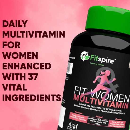 Fitspire Fit Women Multivitamin to Manage Immune System, Body Energy, & Mental Alertness, 60 Capsules