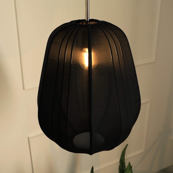 Luxe Collection Pendant Lamp - Rome Lamp - Premium Chiffon Fabric Pendant Light, Metallic Spacer, Soft Warm Glow, Mood Enhancement Hanging Light-White