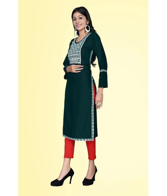 Kapadia - Green Rayon Womens Straight Kurti ( Pack of 1 ) - None