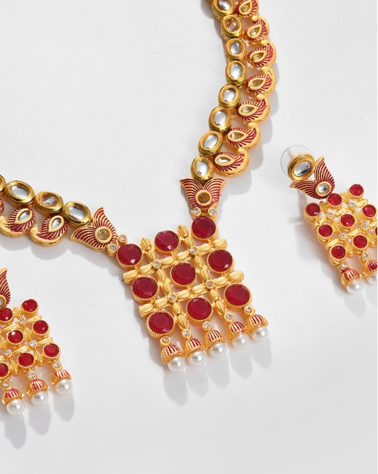 Gold Plated Designer Kundan Necklace and Earrings Set