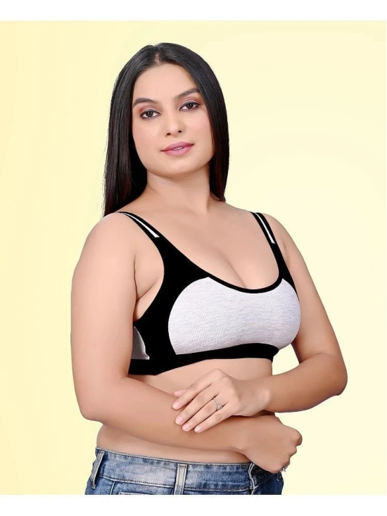 HAYA Pack of 2 Cotton Non Padded Womens Everyday Bra ( Multicolor ) Rima Sports D706 - None