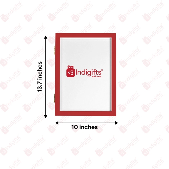 Indigifts 3D Storage Frame With 6 Kabeer Doha 13.7 x 10|A4 Size Photo Frame For Wall Dcor|6 Changeable Motivation Posters|Kabeer Ke Dohe|Front Opening, Can Store Upto 50 Poster|RED|