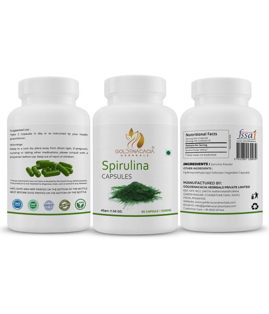 GOLDENACACIA HERRBALS Spirulina 500mg 90 Capsules Capsule 1 no.s