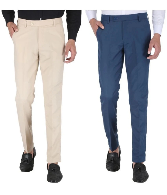 Playerz - Multicolor Polycotton Slim - Fit Mens Formal Pants ( Pack of 2 ) - None