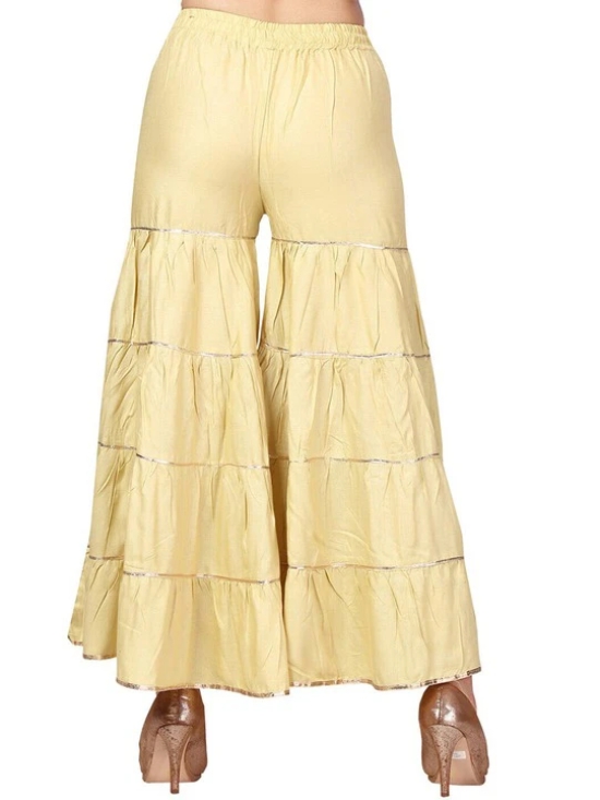 Women Gold-Toned Flared Handloom Palazzos