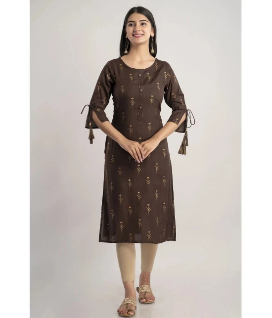 MAUKA - Brown Rayon Womens Straight Kurti ( Pack of 1 ) - None