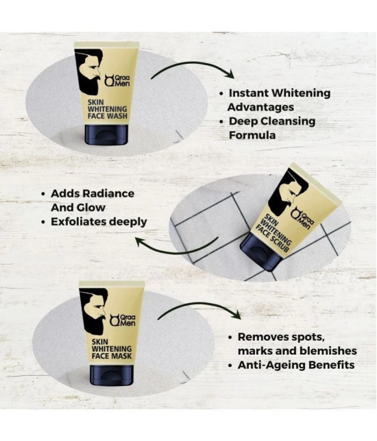 Qraa Vitamin C Skin Whitening Face Kit|Face Wash, Face Scrub and Face Mask for Men |With Vitamin E|For Brighter and Even Toned Skin (Set of 3)