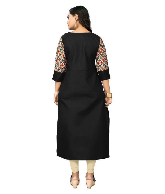 Rangrasiya - Black Cotton Blend Women's Straight Kurti ( Pack of 1 ) - 3XL