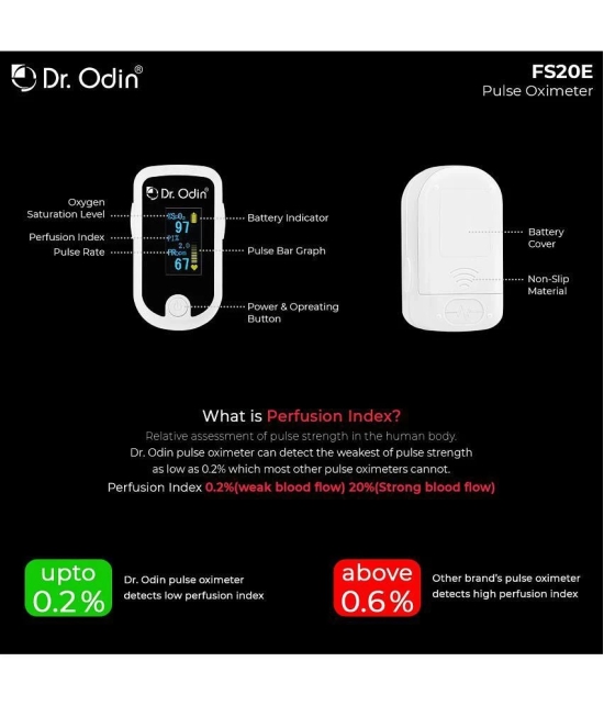 DR. ODIN Pulse Oximeter Fingertip FS20E White & Black Finger Tip