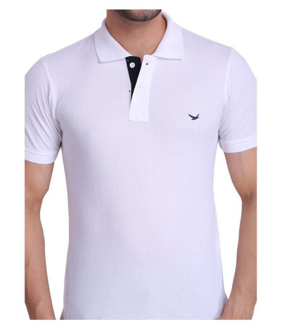 Hiflyers Cotton Blend White Plain Polo T Shirt - None