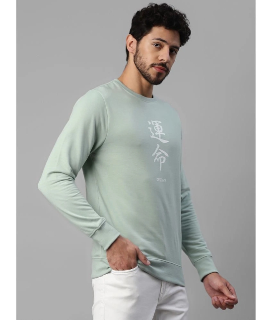 UrbanMark Men Regular Fit Printed Full Sleeves Round Neck Fleece Sweatshirt-Mint Green - None