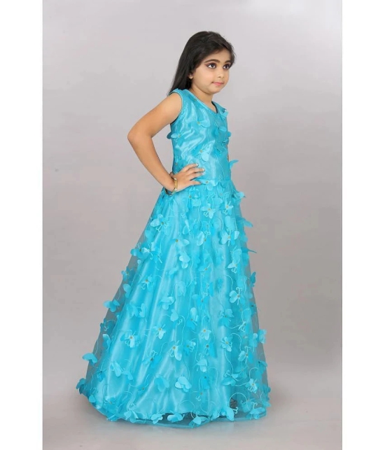 JULEE - Sky Blue Net Girls Gown ( Pack of 1 ) - None