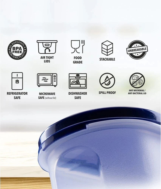 HOMETALES Plastic Multi-Purpose Food Container, 2000ml (6U) - Navy Blue