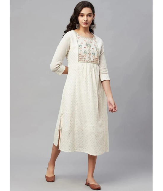 AMIRAS INDIAN ETHNICWEAR - Off White Cotton Womens A-line Dress ( Pack of 1 ) - None