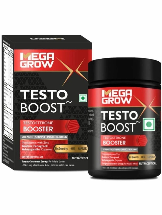 Megagrow Testosterone Booster Capsules for Men, 60 Cap. Helps to Improve stamina & Muscle Building