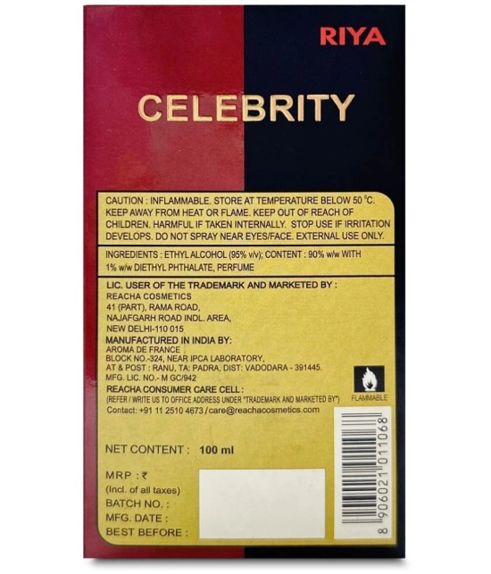 Riya Celebrity Eau De Parfum (EDP) For Unisex 100ML ( Pack of 1 )