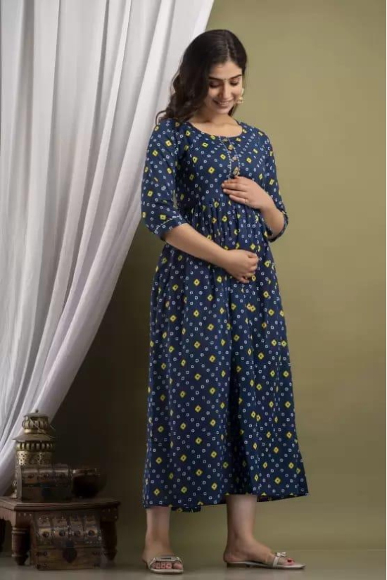 PALANI-HUB Women Maternity/Nursing Nighty  (Blue)