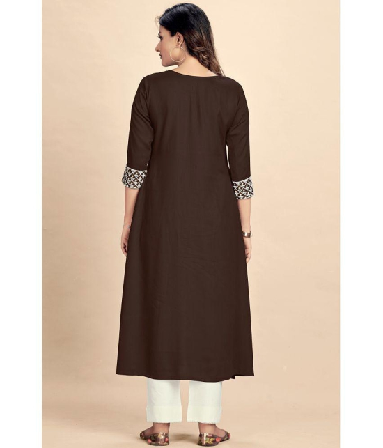 Glomee Rayon Embroidered Nayra Women's Kurti - Brown ( Pack of 1 ) - None