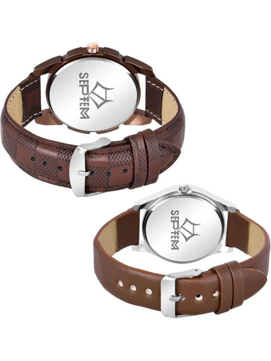 Septem Brown Leather Analog Womens Watch