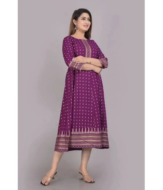 Smien - Purple Rayon Womens Flared Kurti ( Pack of 1 ) - None