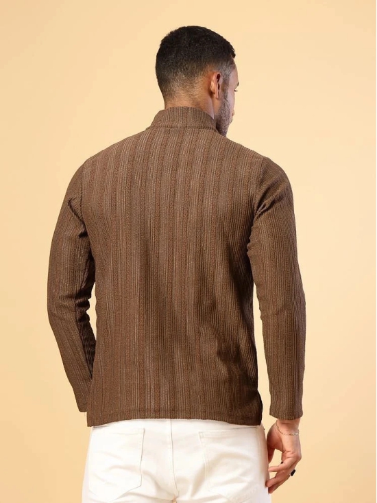 Rigo Polyester Slim Fit Striped Full Sleeves Mens High Neck T-Shirt - Brown ( Pack of 1 ) - None