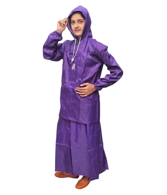 Goodluck Nylon Raincoat Set - Purple - XXL