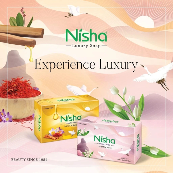 Nisha Luxury Soap Bar Saffron & Sandal Soap for Soft & Beautiful Skin, Bathing Soaps for Women & Men 100g Pack of 12