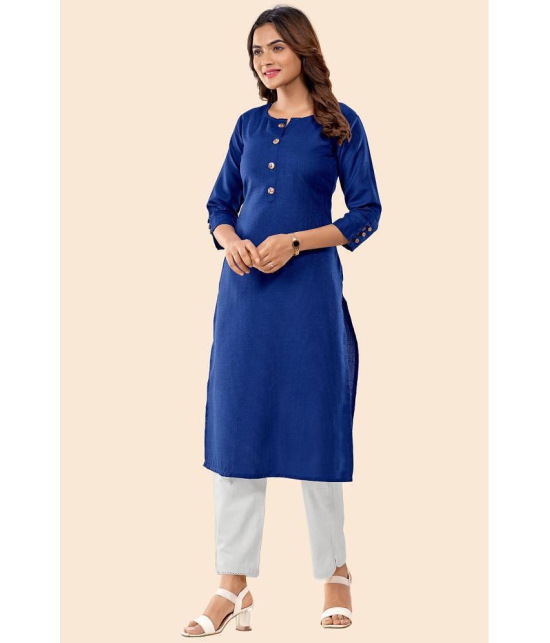 Glomee - Blue Cotton Womens Straight Kurti ( Pack of 1 ) - None