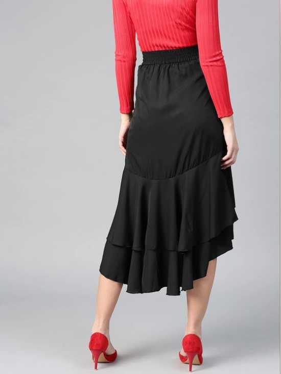 Black Ruffled Layered A-line Skirt