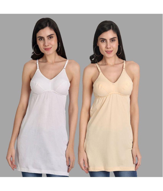 AIMLY Cotton Camisoles - Beige Pack of 2 - None