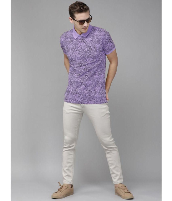 ADORATE Cotton Blend Regular Fit Printed Half Sleeves Men's Polo T Shirt - Lavender ( Pack of 1 ) - None