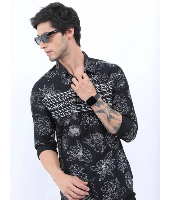 Ketch 100% Cotton Slim Fit Printed Full Sleeves Mens Casual Shirt - Black ( Pack of 1 ) - None