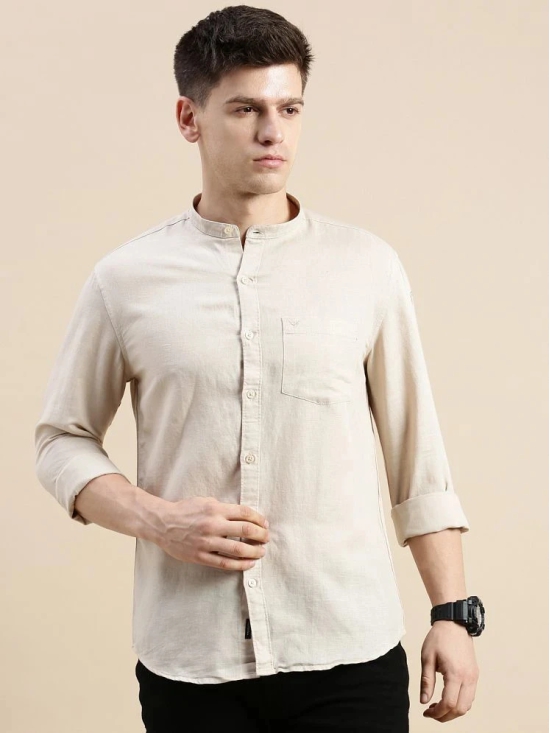 Showoff Linen Regular Fit Solids Full Sleeves Mens Casual Shirt - Beige ( Pack of 1 ) - None