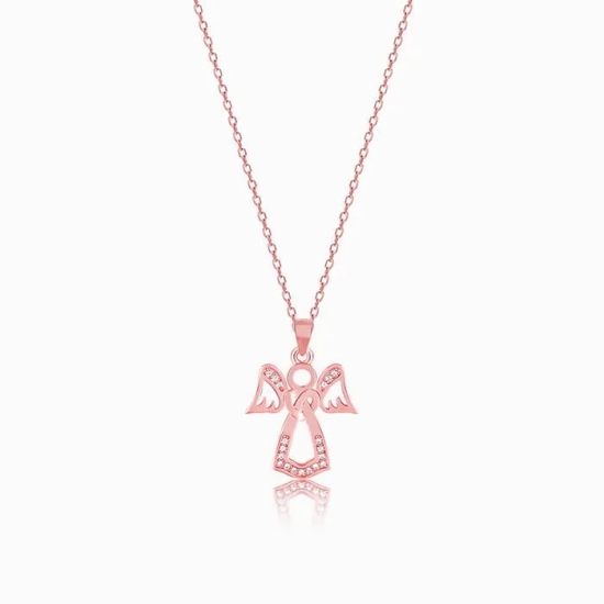 Rose Gold Angel Pendant with Link Chain