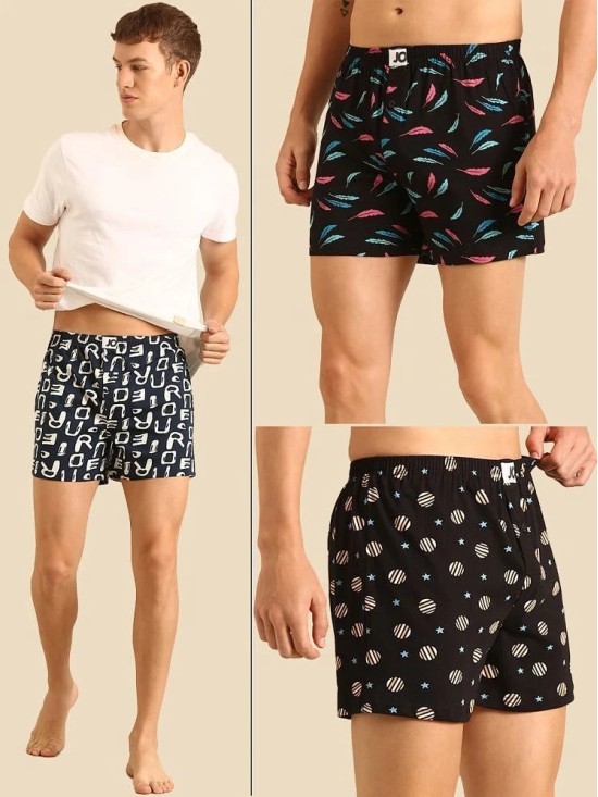 Joven Pack of 3 Cotton Mens Boxer- ( Black ) Boxer Shorts - None