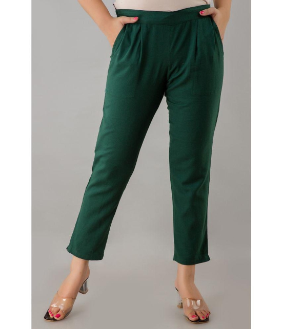 FabbibaPrints - Green Cotton Regular Women's Casual Pants ( Pack of 1 ) - None