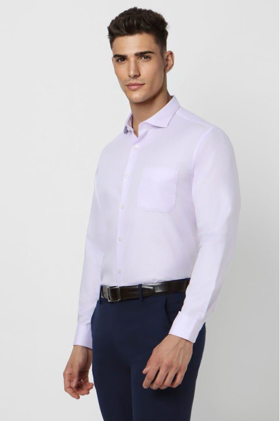 Men Lilac Slim Fit Formal Full Sleeves Formal Shirt