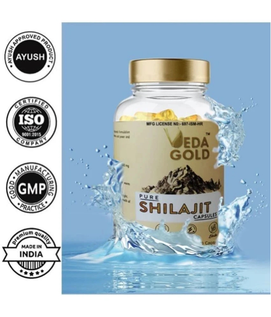 VEDA GOLD SHILAJIT CAPSULES FOR MEN & WOMEN / PURE HIMALAYAN SHILAJIT IN 30 CAPSULE FORM 100% PURE