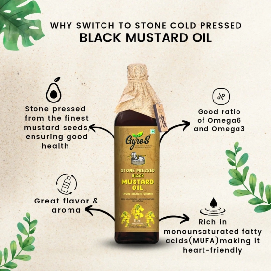 Stone Pressed Black Mustard Oil-1 L Glass Bottle