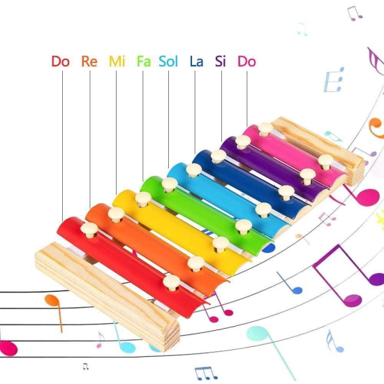 Wooden Xylophone Musical Toy 8 Note (Big Size)-Free Size