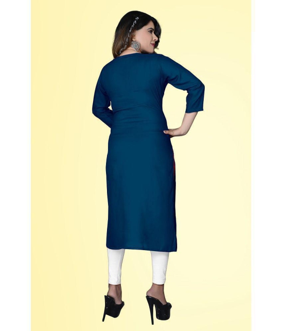 haya fashion - Blue Rayon Women's Straight Kurti ( Pack of 1 ) - None