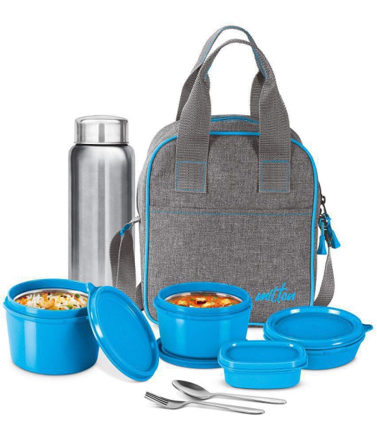 Savor Lunch Inner Stainless Steel Containers With Insulated Fabric Jacket Blue