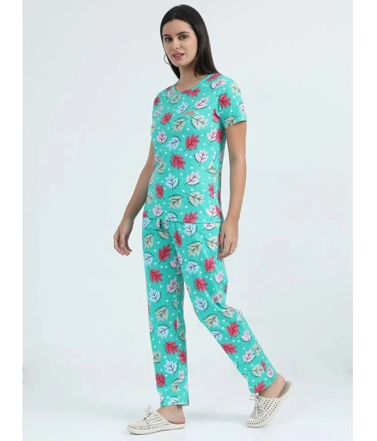 JILZ Mint Green Cotton Womens Nightwear Nightsuit Sets ( Pack of 1 ) - None