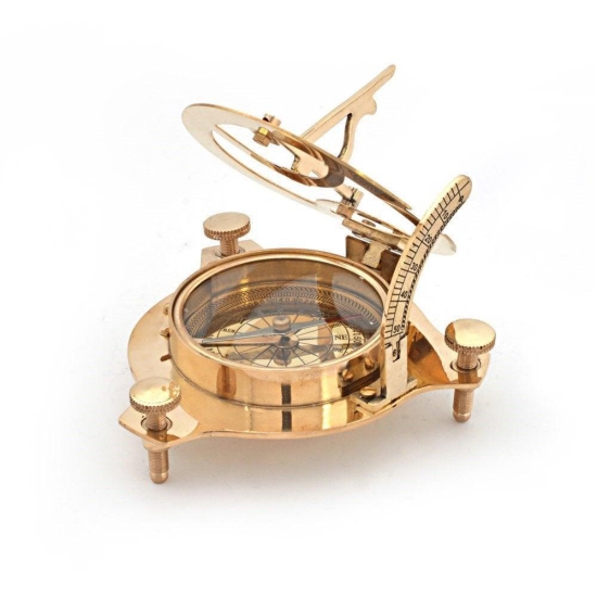 Brass Nautical Sun Dial Compass and Vernier Scale Golden, Size 3.5 inch