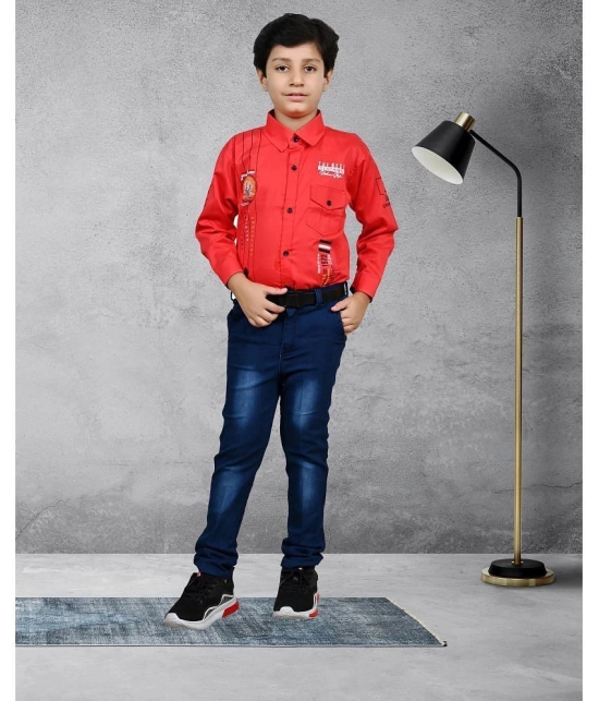 Arshia Fashions Pack of 1 Boys Denim Shirt & Jeans ( Red ) - None